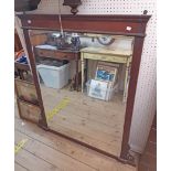 An Edwardian walnut framed overmantel mirror with bevelled oblong plate - 4' 1" X 3' 9" overall