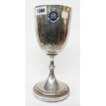 A 10 3/4" high silver trophy goblet with applied enamel badge for 2nd Devon Volunteer Artillery (