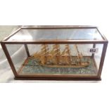 An antique scratch built model of the full-rigged four-masted iron ship "Falls of Earn" -