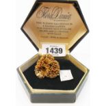 A vintage Flora Danica silver gilt flower brooch - in original box