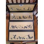 MFK: a set of four small ebonised framed silhouette pictures, depicting fairy folk and woodland