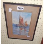 FMG: a framed view of a Brixham trawler - signed and with pencil inscription verso