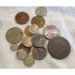 A small collection of antique and later coinage including 1754 Farthing, 1798 Isle of Man Halfpenny,