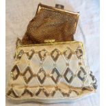 A vintage Whiting Davis beaded purse - sold with another with beaded and sequined decoration -