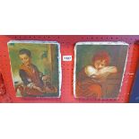 A pair of late 20th Century Russian reproduction oils on stretchered canvas, boy and girl subjects -