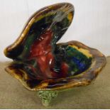A 1900`s Majolica Palissy style salt cellar modelled as a clam