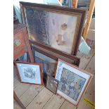 A selection of framed coloured prints - various subjects and condition - sold with a small
