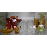 Assorted glassware including cut glass tumblers, carnival ware, etc. - various condition