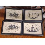 Margaret W. Tarrant: a set of four small ebonised framed silhouette prints, depicting fairy folk,