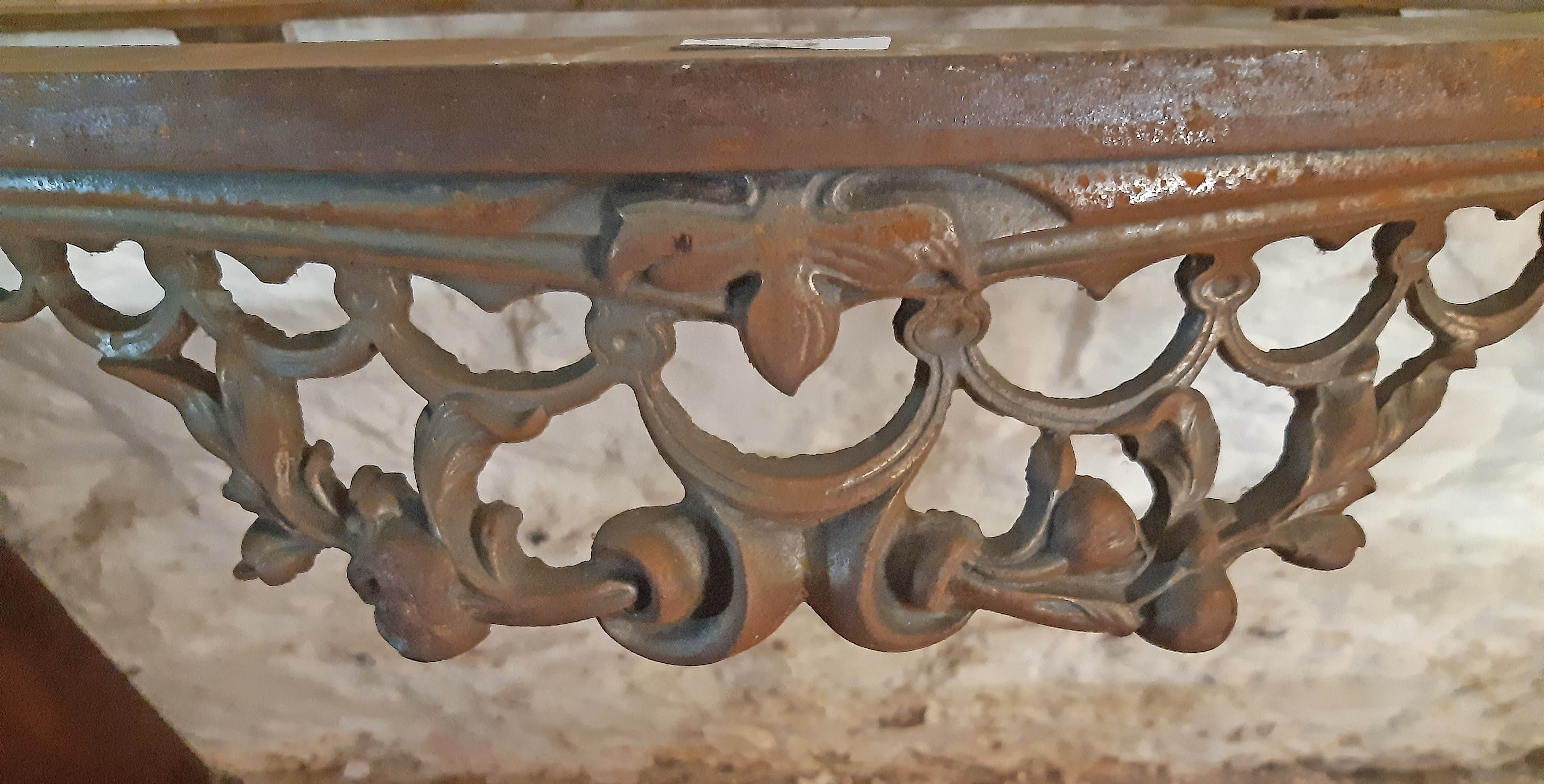 A mid 19th Century fine cast iron console table base of serpentine design with fruit swags and - Image 2 of 4