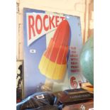 A large modern printed tin sign Rocket lolly