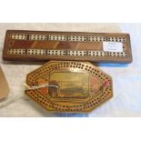 A souvenir cribbage board with painted view of Margate and label for Bettisons Library - sold with