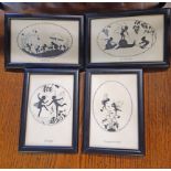 Margaret W. Tarrant: a set of four small ebonised framed silhouette prints, depicting fairy folk,