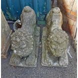 A pair of concrete lions