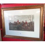 A gilt framed antique coloured hunting print entitled "A Fast Twenty Minutes" - after Sheldon-