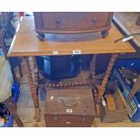 A 24 1/4" late 19th Century mixed wood side table, set on bobbin turned base