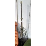 A late Victorian brass ornate telescopic lamp standard - converted to electric
