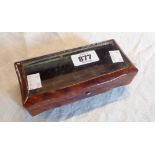 A Victorian display box with glazed hinged lid and tortoiseshell cladding - some binding loss and