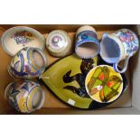 A box containing assorted Poole pottery vases, bowls, dishes, etc.