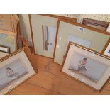 †William Russell Flint: two pairs of gilt framed coloured prints, depicting women in various poses -