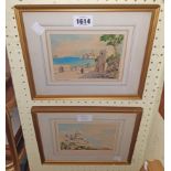†Two gilt framed small Maltese viewatercolours, signed Galea, one Sliema Harbour and the other a