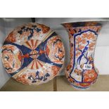 An Imari charger - sold with a similar vase a/f