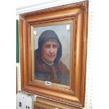 David W. Haddon: a gilt framed and slipped 19th Century oil on board portrait of an elderly woman