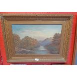 Frederick Foot: a gilt gesso framed oil on canvas entitled "On the Dart, Devon" - signed, titled and