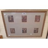 A gilt framed set of six miniature Cries of London coloured engraving prints, all titled with