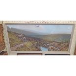 Reginald Daniel Sherrin: a framed gouache, depicting an extensive Dartmoor landscape - signed - 13