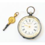 An early 20th Century marked 935 cased lever fob watch with decorative dial marked for Squire & Son,