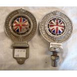 Two 1930`s RAC enamelled car badges - one with date card to back, the other with enamel damage