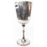 An 8 1/2" high silver trophy goblet (Royal Devon Yeomanry Cup) - London marks worn