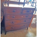 A 3' 4 1/2" late Georgian mahogany chest of two short and three long graduated drawers, set on