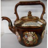 A Victorian barge ware tea kettle marked L & E Stephens, Clapton Park, London 1888 - old lead