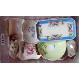 A box containing seven small china items including Carltonware (Australia) and Coalport