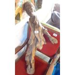 A large South African carved olive wood figure