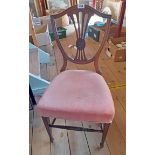 A 19th Century mahogany framed Hepplewhite style shield back bedroom chair with velour upholstery,