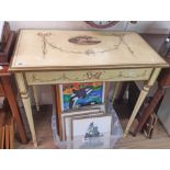 A 31 1/2" antique style parcel gilt and painted side table with central classical scene of a child