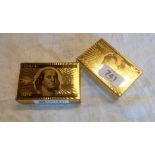 Two decks of gold foil plated playing cards