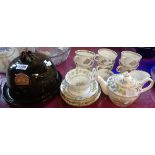 Assorted china including Adderly Meadow Sweet part tea set, studio pottery cheese dish, etc.