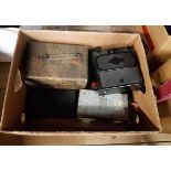 A Box Containing A Quantity of Vintage Electrical Equipment, Amp Meters, Volt Meters, etc.