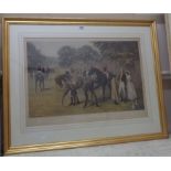 After S. E. Waller: a pair of large format gilt framed 19th Century coloured esquestrian prints, one