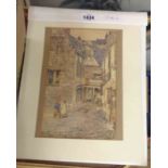 Henry Martin: an unframed mounted watercolour entitled "Minister Dudley Salty Dog" with figures in a