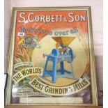 S. Corbett and son original Victorian lithographic advertising print in later gilt frame