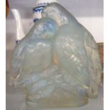 A Joblings Opalique vaseline glass figurine of lovebirds