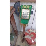 A pair of vintage Ancient Order of Forresters ceremonial display wooden axes, marked for Court