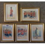 Five small format gilt framed Sikh Regiment interest late reprints