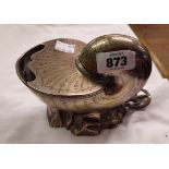 A silver plated nautilus shell pattern spoon warmer