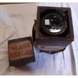 A wood cased type OGA military compass - lid detached but included
